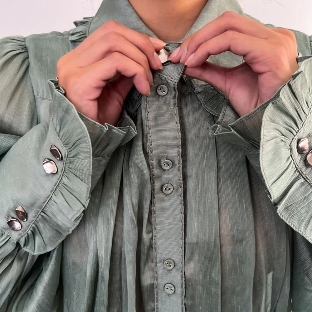 AJE Idealist Shirt • Dusty Sage • RRP $295 Tags attached NEVER WORN - Picture 4 of 10